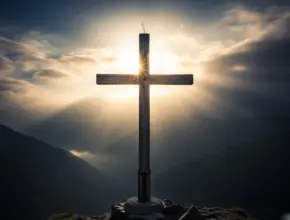 1 timothy chapter 2 outline is a picture fo the cross bwith a sun rising in the background.