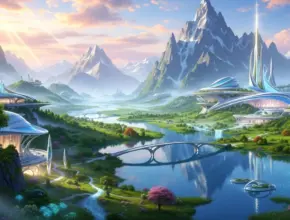 new heaven and new earth in a futuristic rendering of waht they will look like.