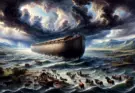 noah bible character study begins with a picture of noah's ark floating on top of the waves of the flood.