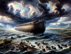 noah bible character study begins with a picture of noah's ark floating on top of the waves of the flood.