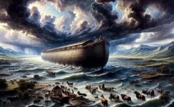 noah bible character study begins with a picture of noah's ark floating on top of the waves of the flood.
