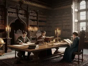 bible study habit people sitting around a large desk studying the bible in a library.