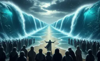 soap bible study: exodus 14:13-14. Israelites standing before the Red Sea as God opens a path through the waters.