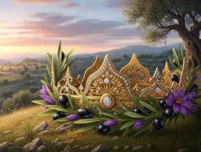 book of james showing the crown of life on a heavenly meadow.