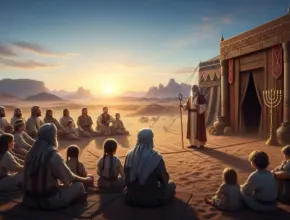 deuteronomy 6 chapter outline. Moses standing in fron of the tent of meeting teaching the people of israel.