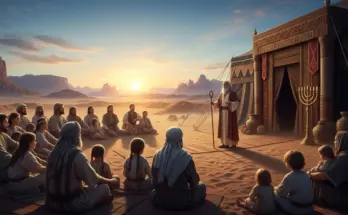 deuteronomy 6 chapter outline. Moses standing in fron of the tent of meeting teaching the people of israel.