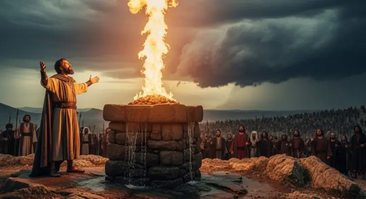1 Kings 18 God brings down fir to consume the sacrifice on the altar.