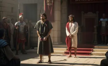 barabbas and jesus standing in front of pontius pilate
