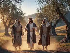 how to connect old and new testament passages. Jesus and the two disciples walking on the road to emmaus.