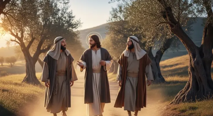 how to connect old and new testament passages. Jesus and the two disciples walking on the road to emmaus.