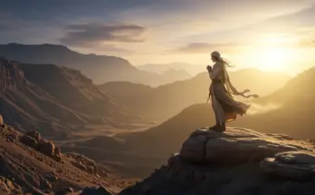 soap bible study isaiah 40:28-31. Isaiah overlooking the valley in a dramatic sunset setting.